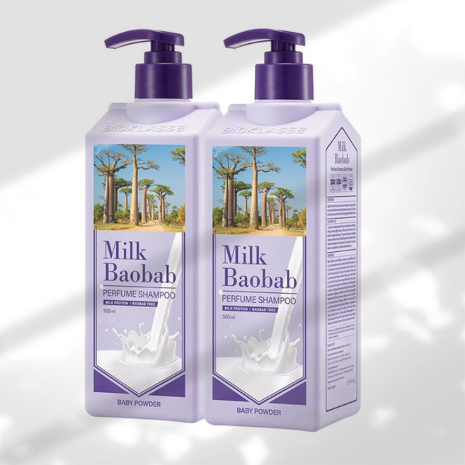 밀크바오밥 퍼퓸 샴푸 베이비파우더향 (500ml*2), 1세트