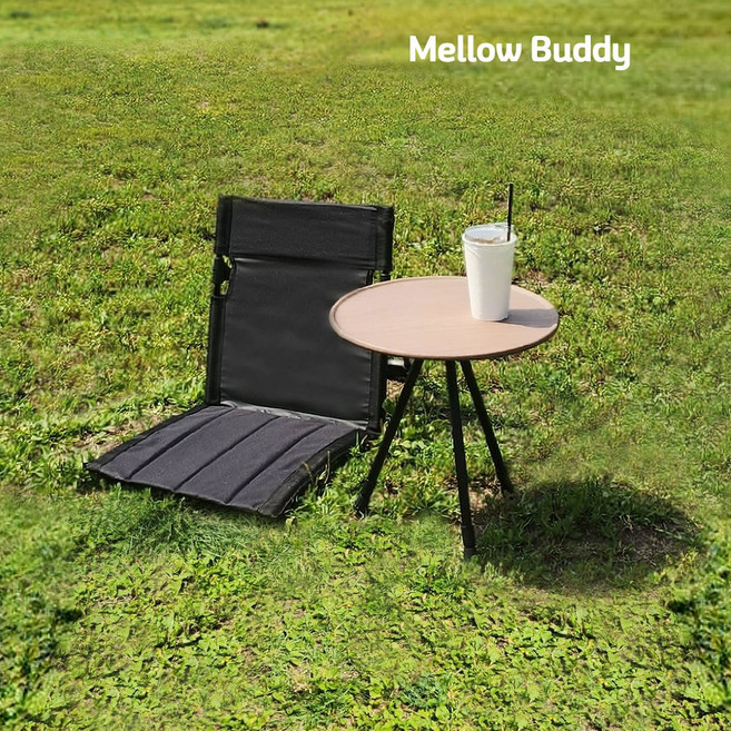 멜로우버디 그라운드 체어 캠핑 좌식 페스티벌 피크닉 의자, 블랙, 1개