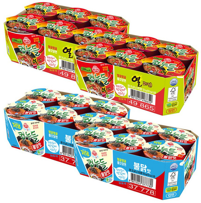 NEW 12+12 오뚜기 컵누들 12개 2가지 맛 열라면 저당불닭맛 매콤 우동 참깨라면 외
