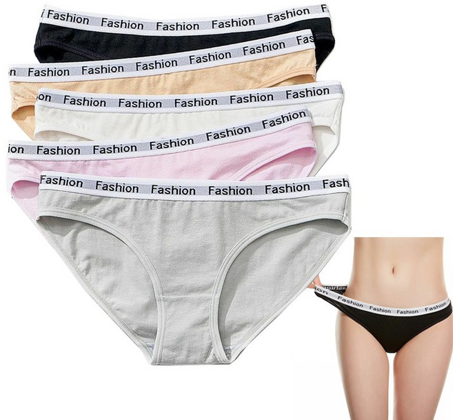 IEDUOS 여성 면 스판 팬티 5매세트 허리밴드 순면 미디팬티 여성용 삼각 속옷