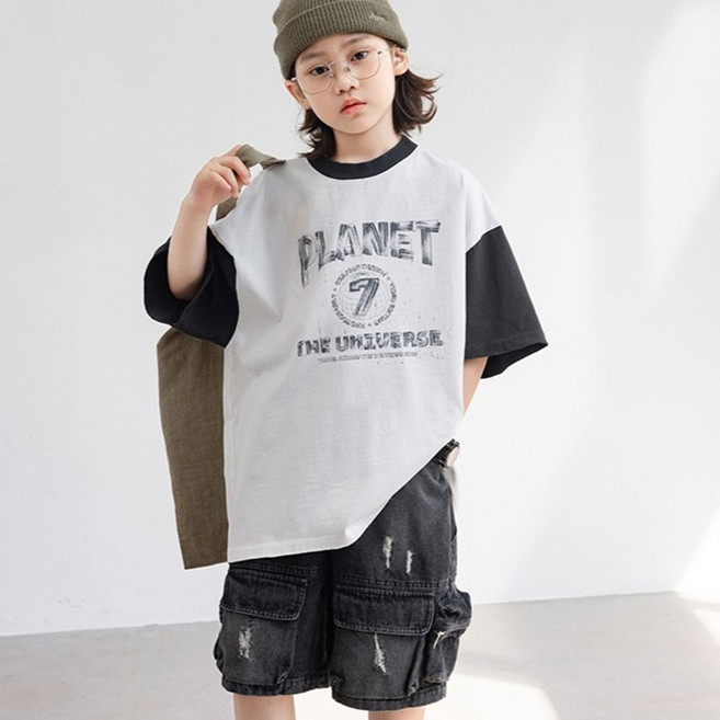 투나이언 남아 반팔티 데님 카고 반바지 힙한 코디 상하복세트