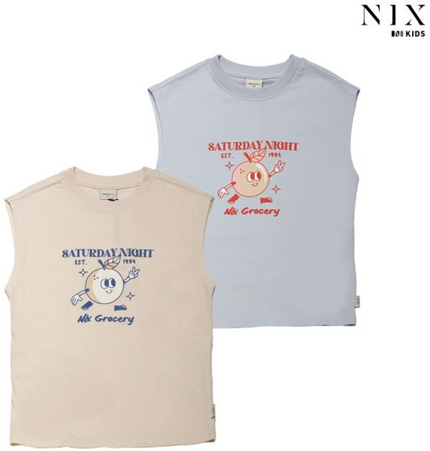 닉스키즈 NIXKIDS 유니) 20′S 싱글 - 오렌지 그래픽 민소매 TS (레귤러핏)(FKRMCTN781P)