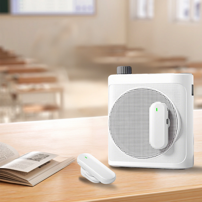 SMABAT 무선 블루투스 앰프 강의용 마이크 휴대용 수업 마이크 스피커 2200mAh 배터리 용량, 화이트