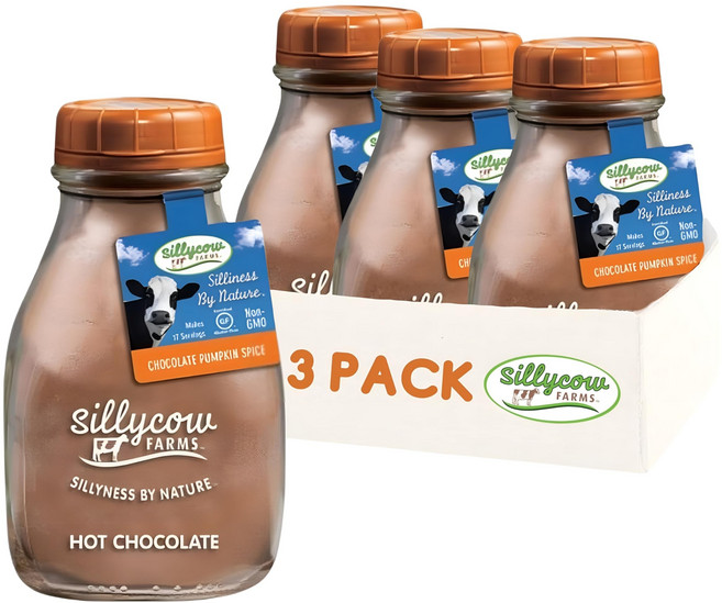 실리 카우 핫 코코아 호박 스파이스 3개 묶음 Silly Cow Farms Hot Chocolate Pumpkin Spice Mix | Rich Cocoa Powder | Glut, 1개