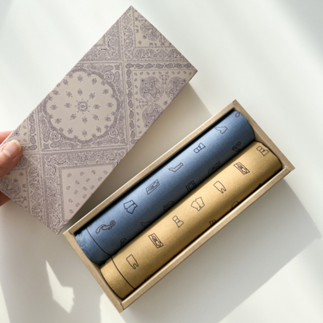 100% 국내산 남성손수건세트 2매세트 순면 남자손수건세트 아사면 반다나 페이즐리 체크 가제 명절 선물세트 답례품 단체 도매