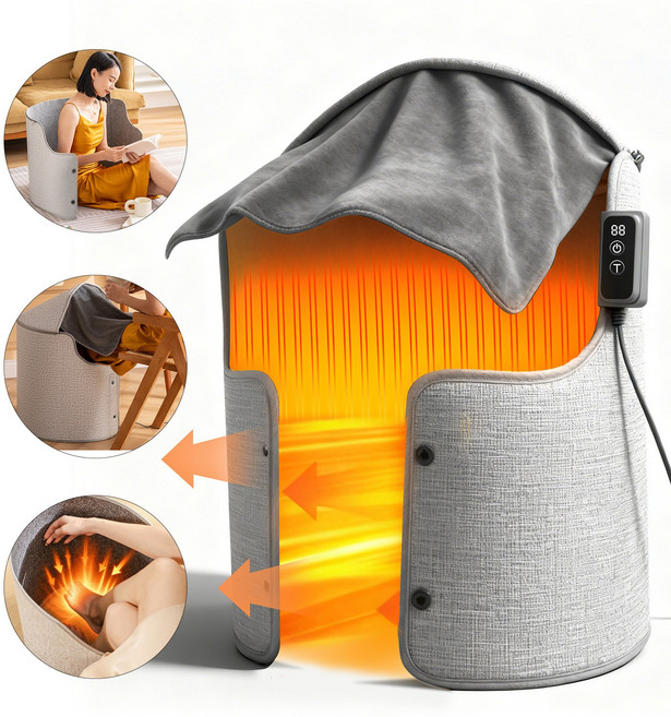 닝타우스 360도 접이식 파티션 히터 워머박스 미니 사무실 발난로 / 과열차단 절전기능, 회색