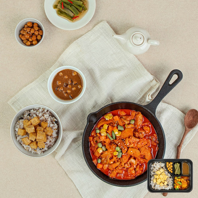 굿스푼 저당 당뇨도시락 당뇨환자용 당뇨전단계 임당식단 배달 메밀밥&닭갈비 315g, 3개