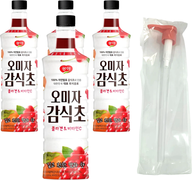 광야식품 오미자 감식초 + 펌프 1개 효진유통 세트, 970ml, 4개
