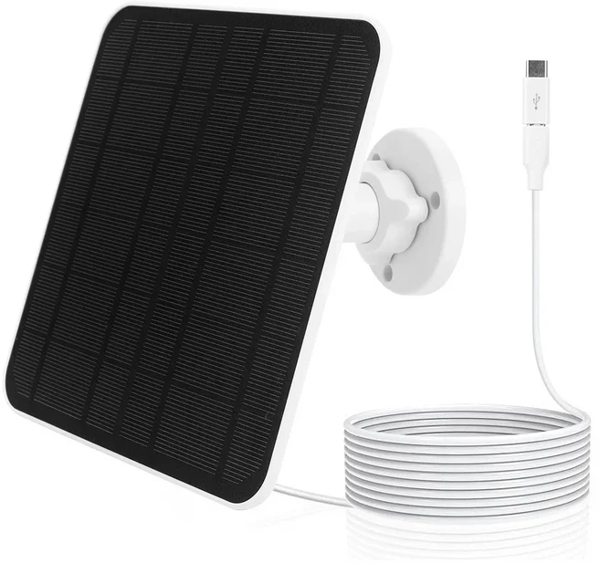 5V 6W 태양 전지 패널 IP65 방수 야외 감시 전원 9.8 Ft 충전 케이블 360 ° 카메라용 조절식 장착, 03 2 in 1 Foldable