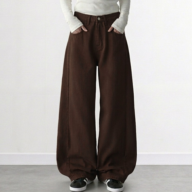 [투뎃] 여성용 3단 기장 히든밴딩 사이드 절개 세미와이드 코튼 팬츠