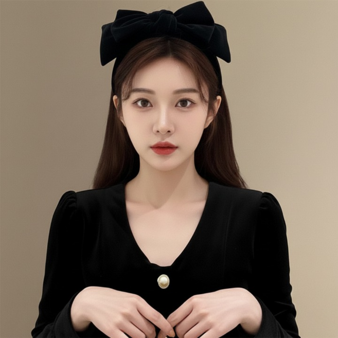 고급 벨벳 리본 머리띠 빅사이즈