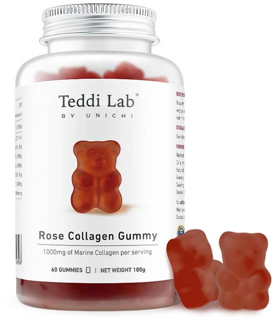 Teddi Lab by Unichi 玫瑰果膠原 小熊軟糖 每份含1000mg海洋膠原蛋白, 180g, 1個