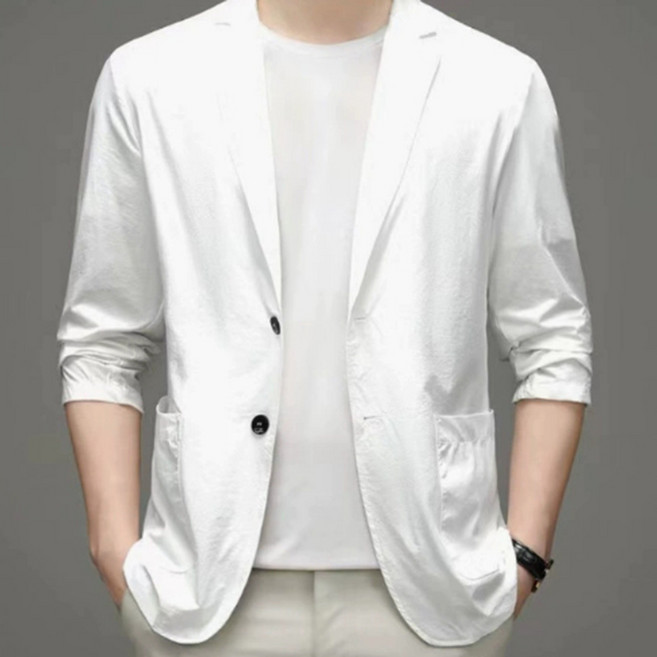 FANSYLI 봄여름 비즈니스 캐주얼 정장코트 남성 빅사이즈 자외선 차단 정장자켓 고급스럽고 얇은 정장 코트 W2504A06