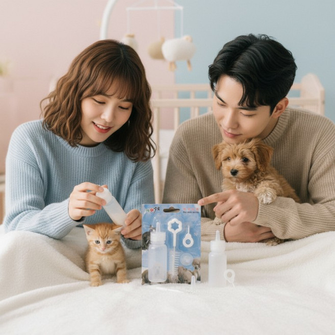 반려동물 육아용품 강아지 고양이 분유 수유 젖병 세트 60ml, 상세페이지 참조, 1개