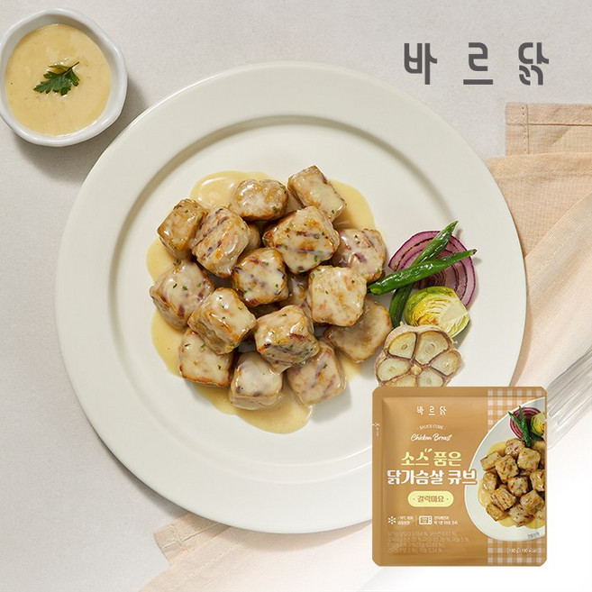 바르닭 소스품은 닭가슴살 큐브 갈릭마요, 28개, 100g