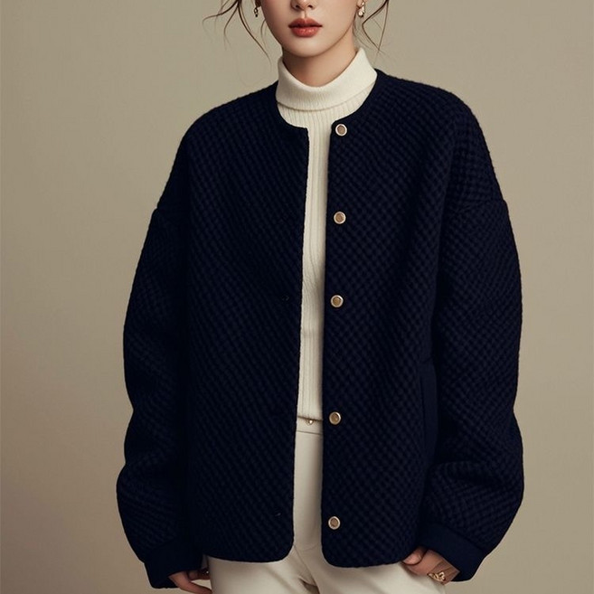 휠렉스 여성 싱글 단추 라운드넥 보온 베이직 재킷 JT443