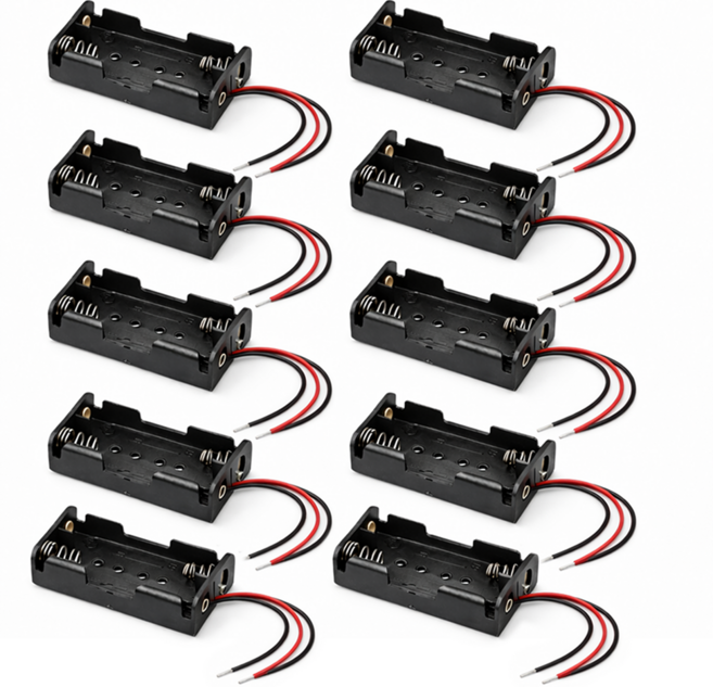 2구 건전지 배터리 홀더 케이스 전선 연결 커넥터 납땜없이 DIY 전원 키트, 10개