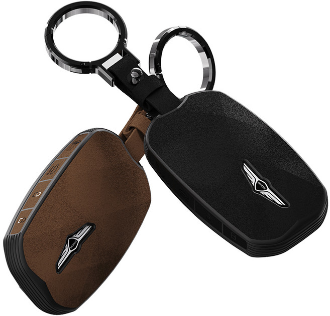 제네시스 키케이스 차키케이스 스마트 커버 차량용 홀더 가죽 아틀리에 G80 G90 GV70 GV80 GV60, 제네시스 A타입 5버튼, 블랙