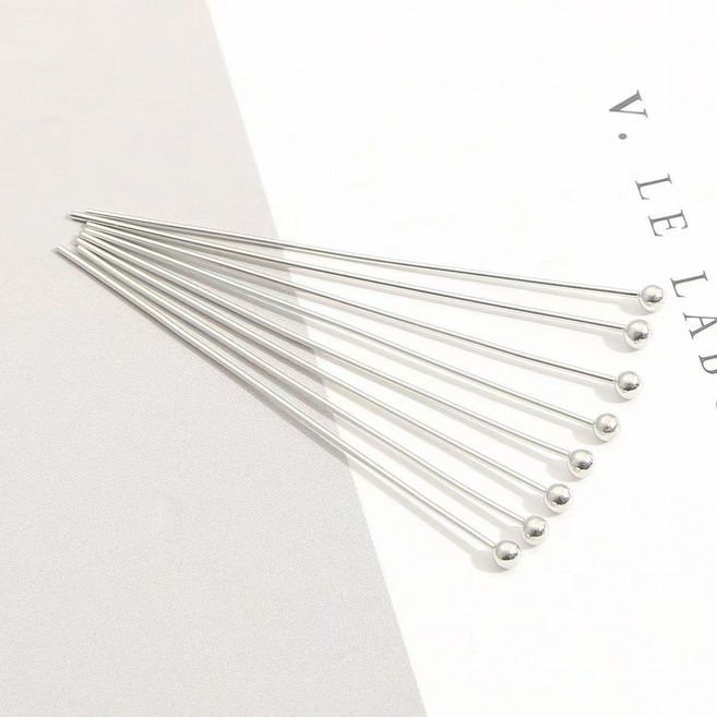 18K真金圓頭球針純銅大頭針連接吊墜針串珠材料手工diy配件飾品