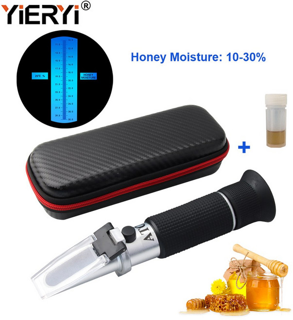 굴절계 Yieryi 물 30 꿀 10 ATC 농도 측정기 휴대용 수분 포함 보정 액체, 04 Leather Case, 1개