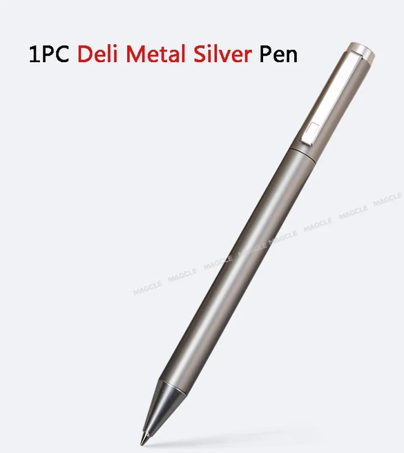 Xiaomi Sign Pen 용 리필이있는 Deli 금속 젤 펜 부드러운 회전 로우 키 우아하고 확고한 오피스 비즈니스, 02 1 Silver pen