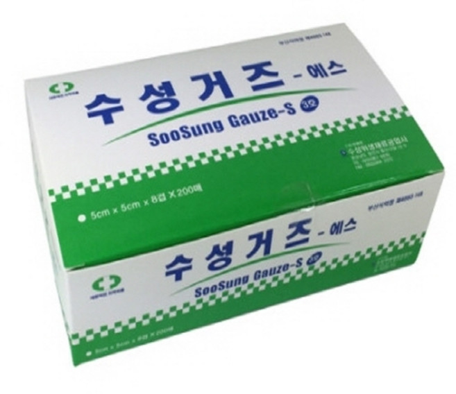 수성 절단 비멸균거즈 소독거즈 드레싱 절단솜2*2(5cm x 5cm), 1개, 200매입