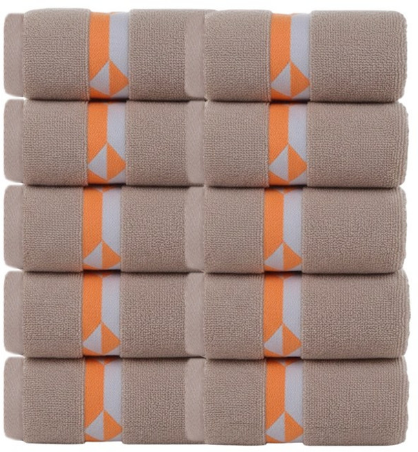 Arsjuo 항균 일상 먼지없는 프리미엄 부드러운 호텔 세안 타올 530GSM 40수 10개, 카멜색