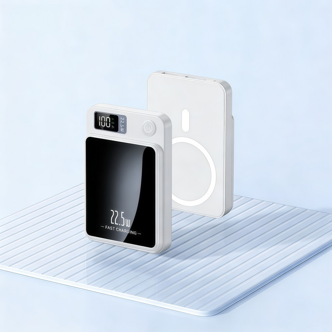 20000mAh 대용량 보조배터리 PD22.5W 급속충전 15W 무선충전 맥세이프 보조배터리, 흰색