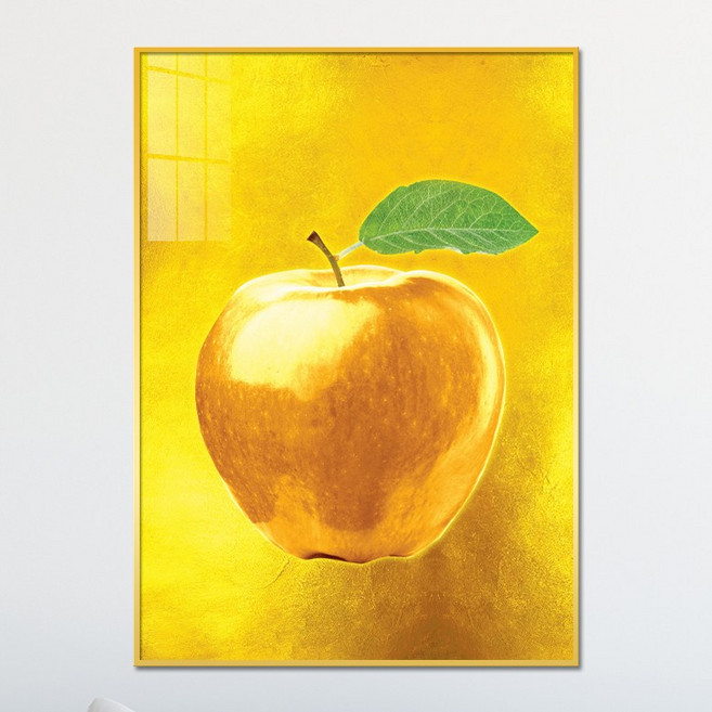 사과 그림 풍수에 좋은 황금 왕사과 과일 거실 인테리어 액자, 1번 황금 왕사과_금배경