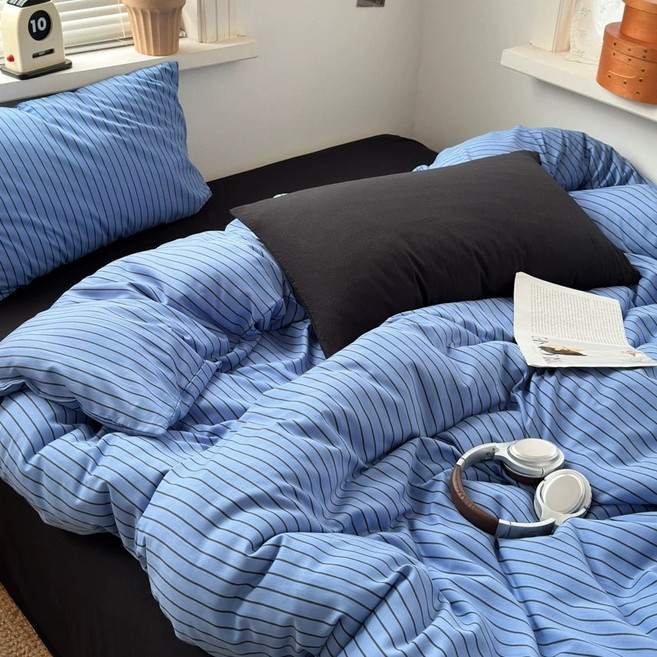 항균 워싱 스트라이프 이불 먼지없는 알러지케어 차렵이불