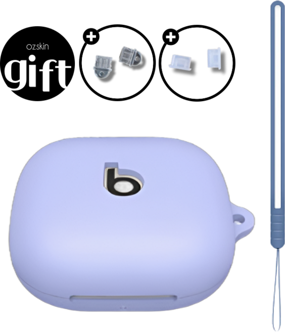 ozskin 파워 비츠 프로 2 실리콘 케이스 랜야드, 퍼플, 1개