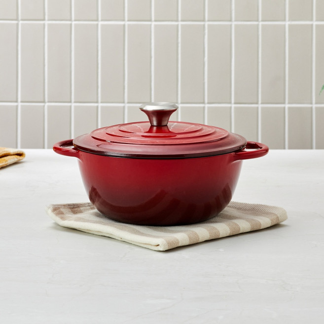 모던하우스 인덕션 깊은 맛이 나는 진짜 무쇠 에나멜코팅 아시아볼 냄비, 1개, 20cm, 버건디레드