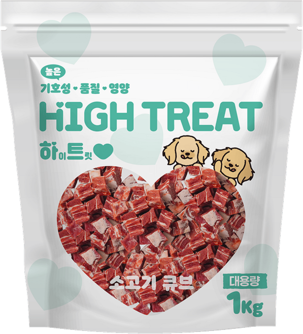 하이트릿 하트간식 대용량 강아지간식, 1개, 1kg, 소고기 큐브