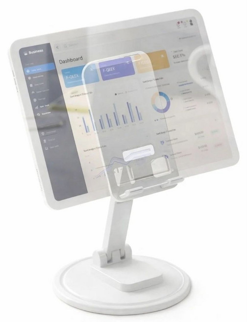 탁상용 접이식 360도 회전 핸드폰 태블릿 거치대 + 미끄럼방지패드, 1개, 화이트