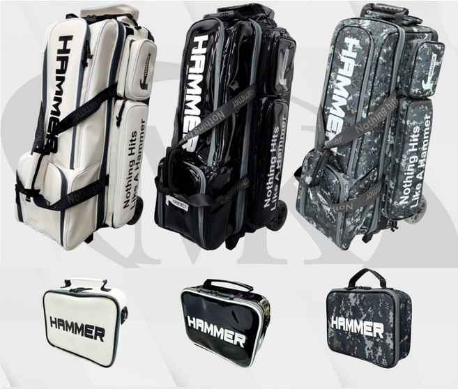 락엔볼- 햄머 뉴 빅 3볼 롤러백 볼링가방 + 악세사리백 가죽볼타올 리액션크리너 그립색, Enamel-Black, 1개