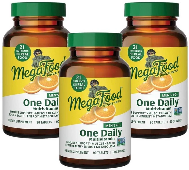 메가푸드 40세 이상 남성용 원 데일리 멀티비타민 3개월분, 3개, 90정 - 쿠팡