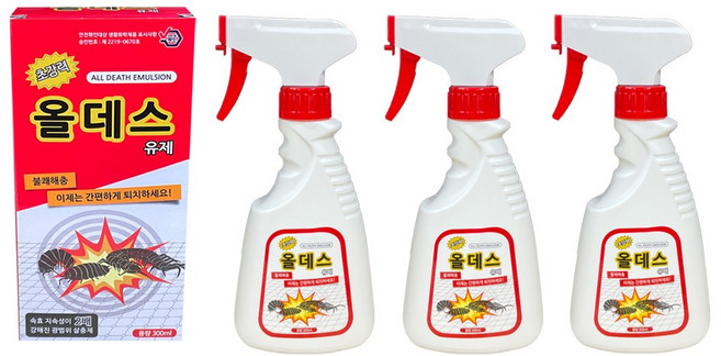 뉴케이팜 올데스 유제 속효지속성 광범위 바퀴벌레 개미 불쾌해충 살충제 300ml, 3개