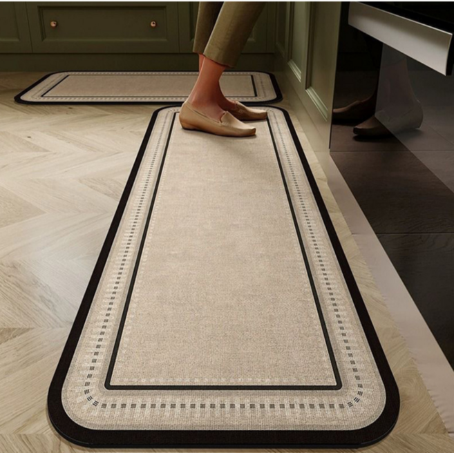 온더맷 규조토 빨아쓰는 주방매트 2종세트, 블랙라인