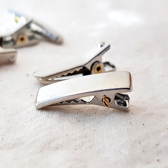 국내제작 40개) 2cm 초미니 사각 집게핀 평집게핀 반려견 유아 어린이 머리핀 만들기재료 리본공예재료