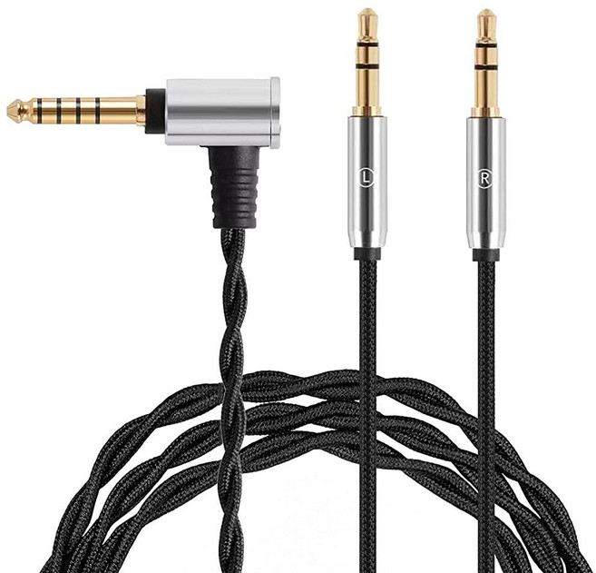 FAAEAL 모니터 헤드폰 케이블 듀얼 3.5mm 오버이어 헤드폰 와이어 고순도 무산소 구리 AUX 코드 Hifiman HE4XX HE-350 Meze 109 Pro와 호, FAAEAL 모니터 헤드폰 케이블, 듀얼 3.5mm 오
