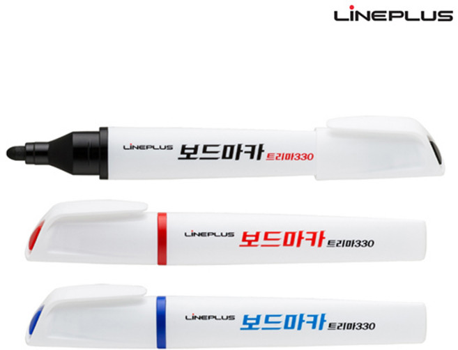 라인플러스 트리마 330 삼각 화이트 보드마카 라인프러스, 흑