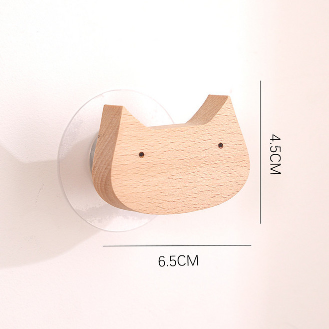 지아네 원목 우드 후크 무타콩 접착식 벽걸이, 2개, 고양이