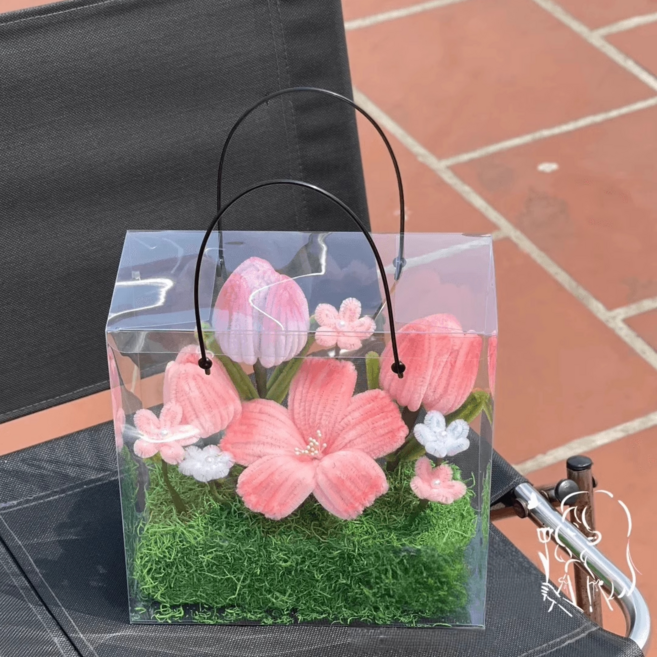 母親節鬱金香花束手提禮物盒 DIY材料包, I款鬱金香花盒成品, 1個