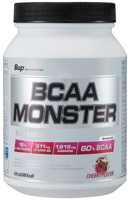 BUP BCAA몬스터 체리맛 류신 아미노산 헬스보충제 BCAA, 500g, 1개