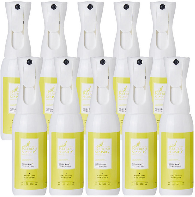 리프레시 숨쉬다 아기옷 섬유 실내 담배 냄새 제거 범용 탈취제, 10개, 500ml