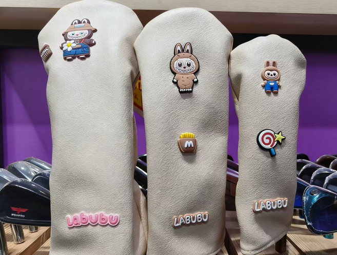 Labubu 拉布布 主題高爾夫球桿頭套 一套三只 (一號木/球道木/小雞腿/推杆通用款) PU材質 卡通可愛, 款式如圖, 1個