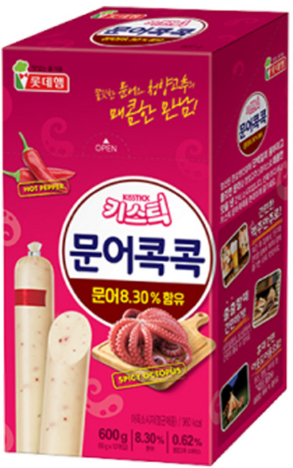 롯데햄 키스틱 문어콕콕 600g(50gX12개) 간식 소시지 어린이 주전부리 맥주안주 간편한, 50g, 12개