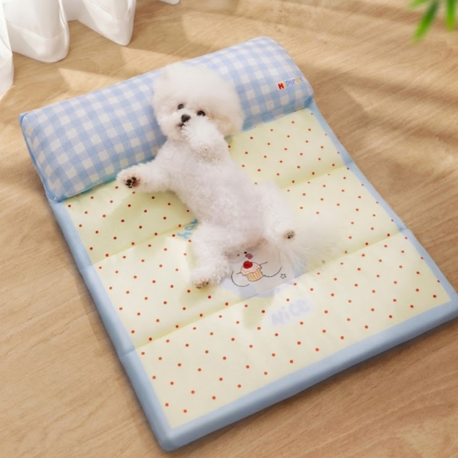 스테이무드 여름 시원한 휴대용 접이식 강아지 고양이 반려동물 쿨방석 쿨매트 냉감매트, 1개, 블루도트