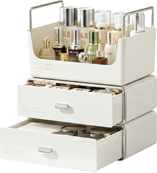 화장품 정리함 향수 진열대 모던 스퀘어 수납함, 1세트, 화이트