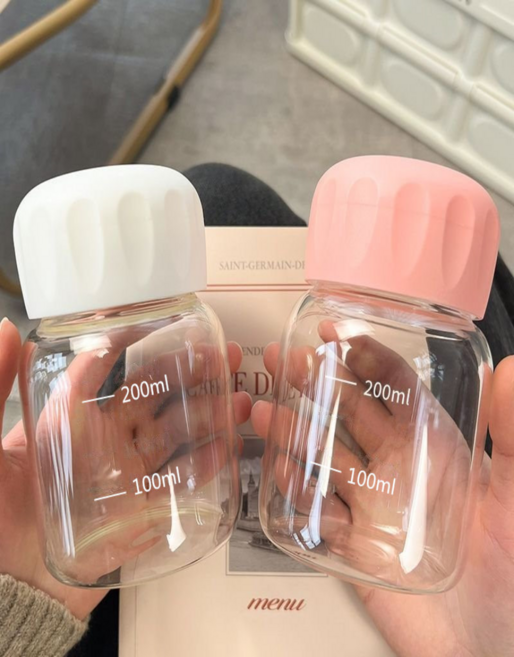 신기한 물병 물통 텀블러 300ml 보틀, 화이트-핑크, 2개